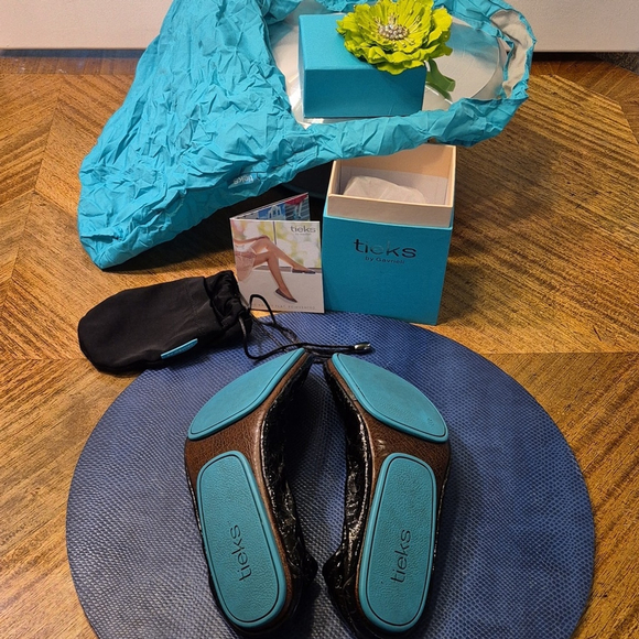 Tieks by Gavrieli Obsidian Black Crackle Women's Flats sz. 8 (#1732)VGC. - Picture 15 of 16
